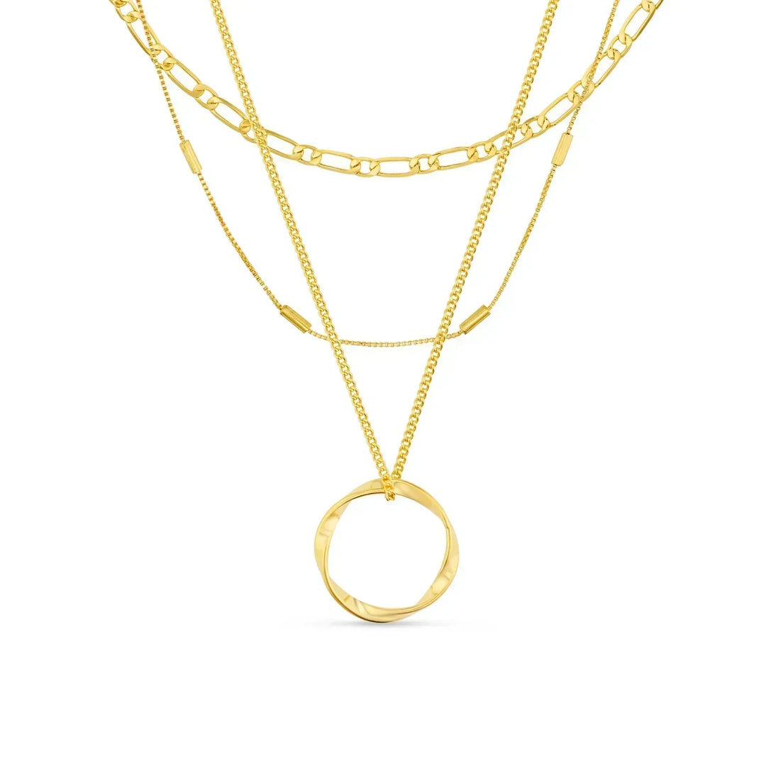 Briar Circle Tre Rad Halsband | Vit Guld