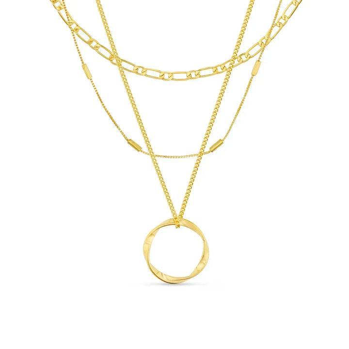 Briar Circle Tre Rad Halsband | Vit Guld