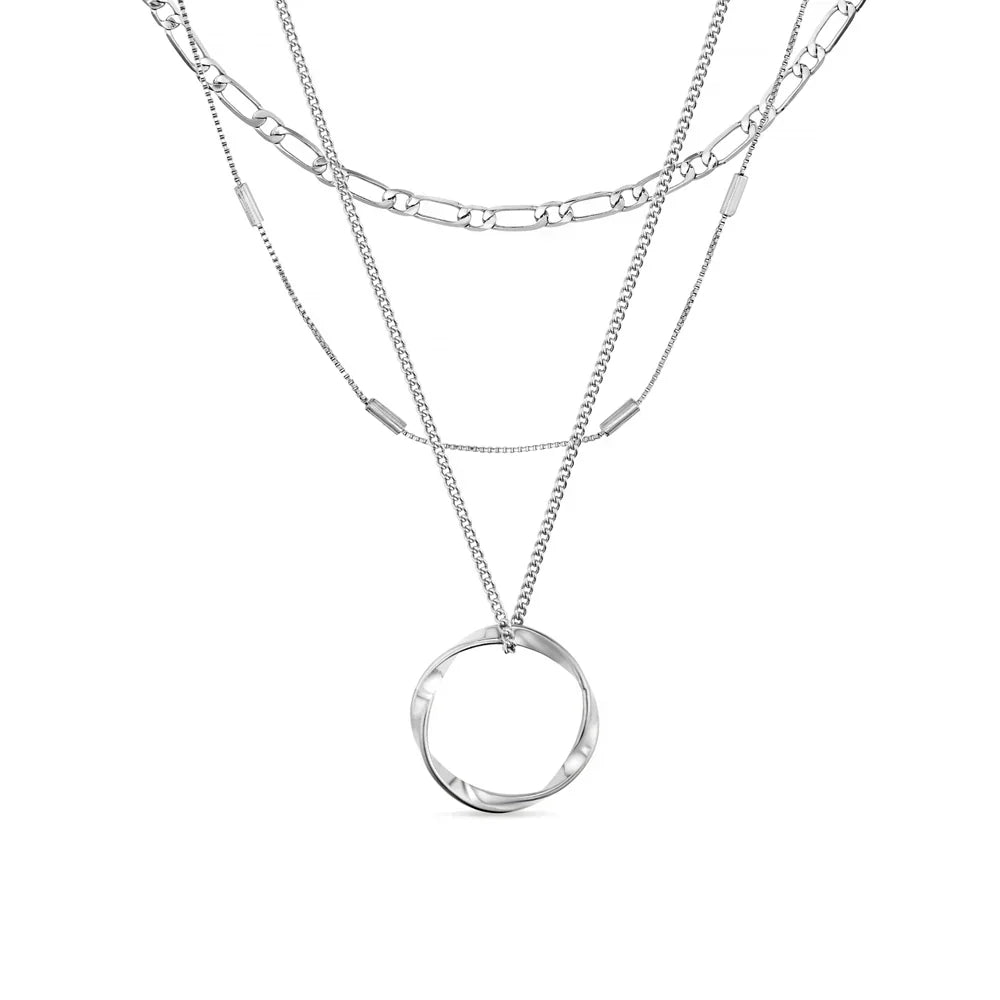 Briar Circle Tre Rad Halsband | Vit Guld