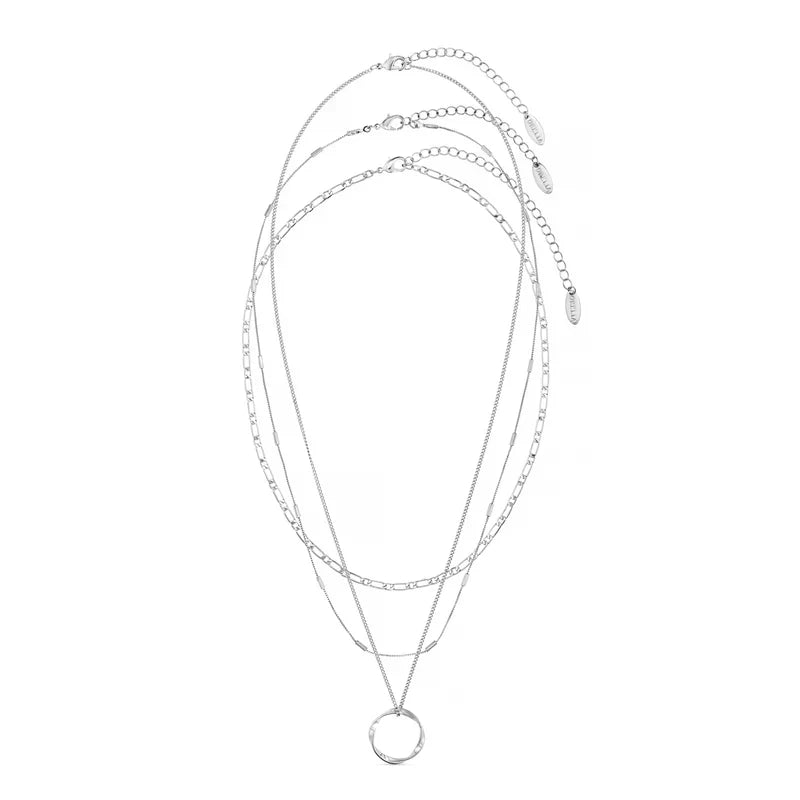Briar Circle Tre Rad Halsband | Vit Guld