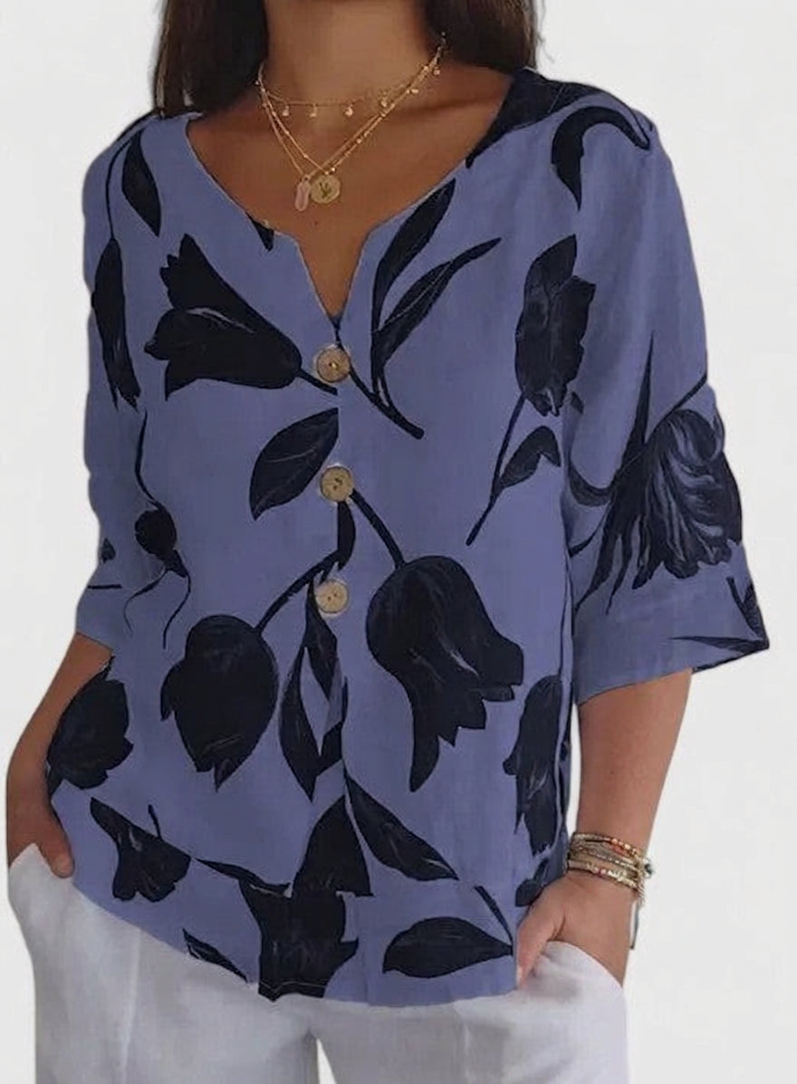 Junia | Elegant Blommönstrad Blus