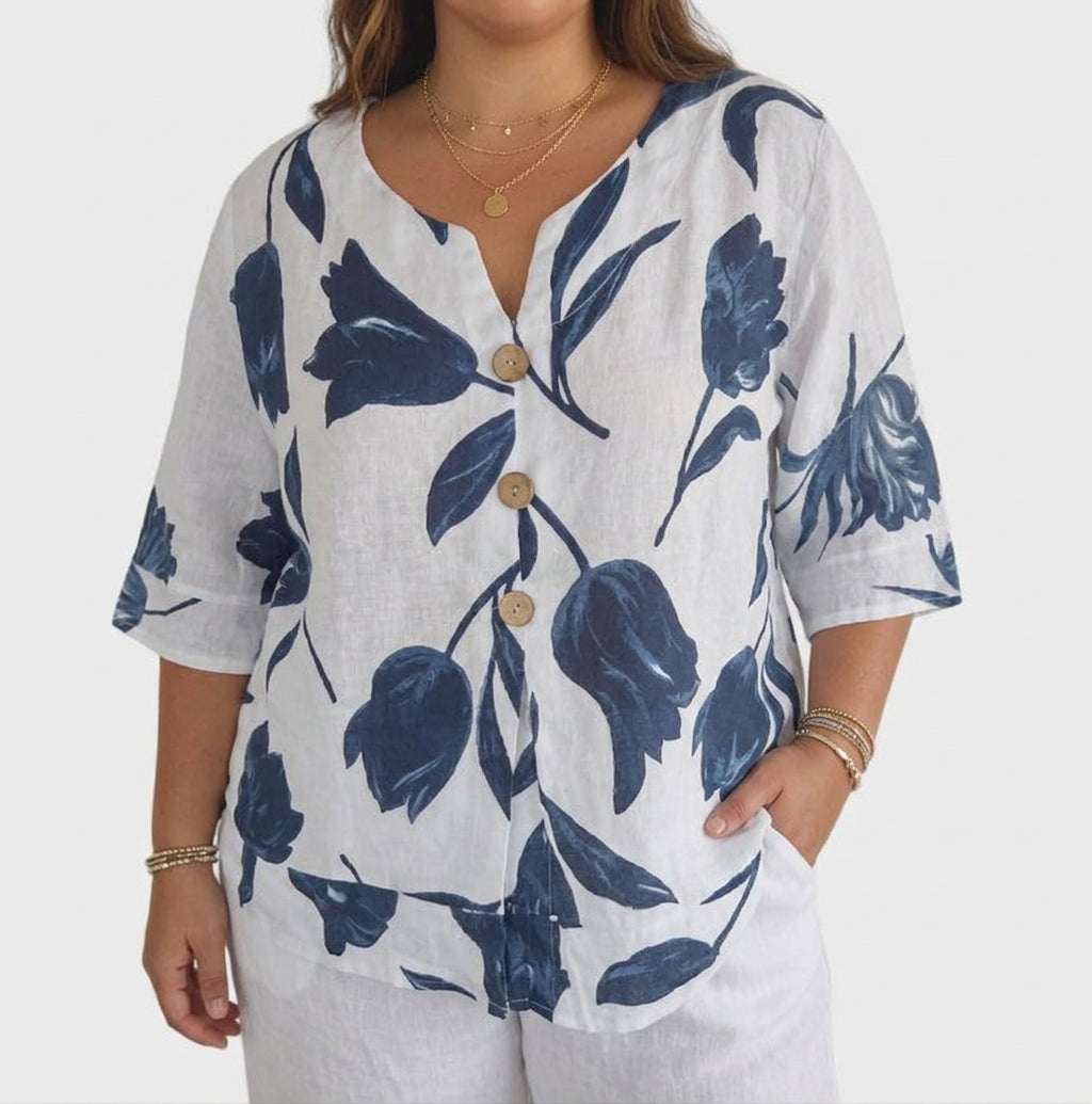 Junia | Elegant Blommönstrad Blus