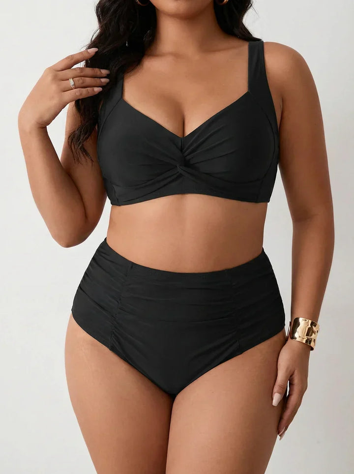 Ingrid | Bandeau Bikini med Samlad Tyg