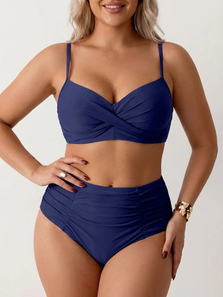Ingrid | Bandeau Bikini med Samlad Tyg