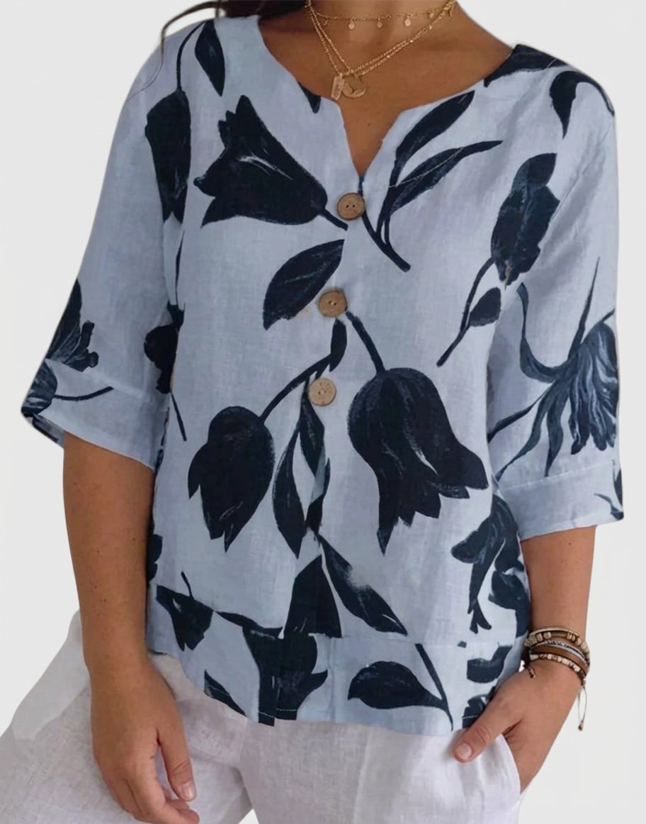 Junia | Elegant Blommönstrad Blus