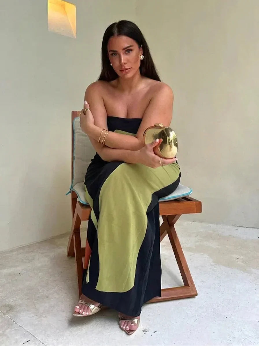 Zinnia - Abstrakt Off-Shoulder Maxiklänning