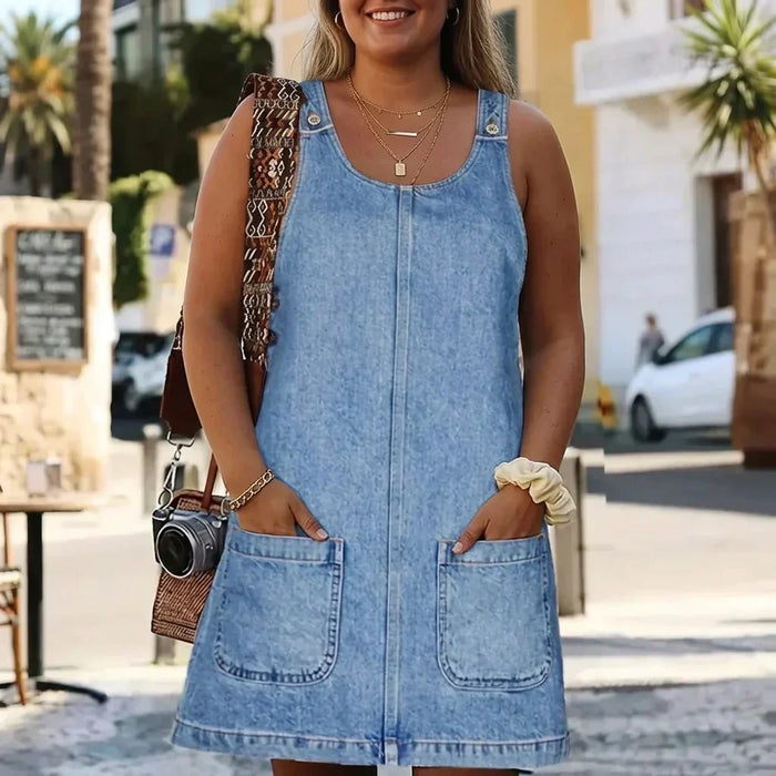 Delia | Avslappnad Denim-Look Klänning