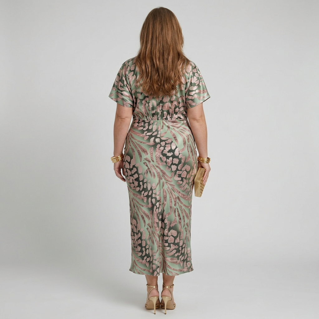 Stella &amp; Grace™ | Abstrakt Tryck V-Hals Twist Midja Midi Klänning