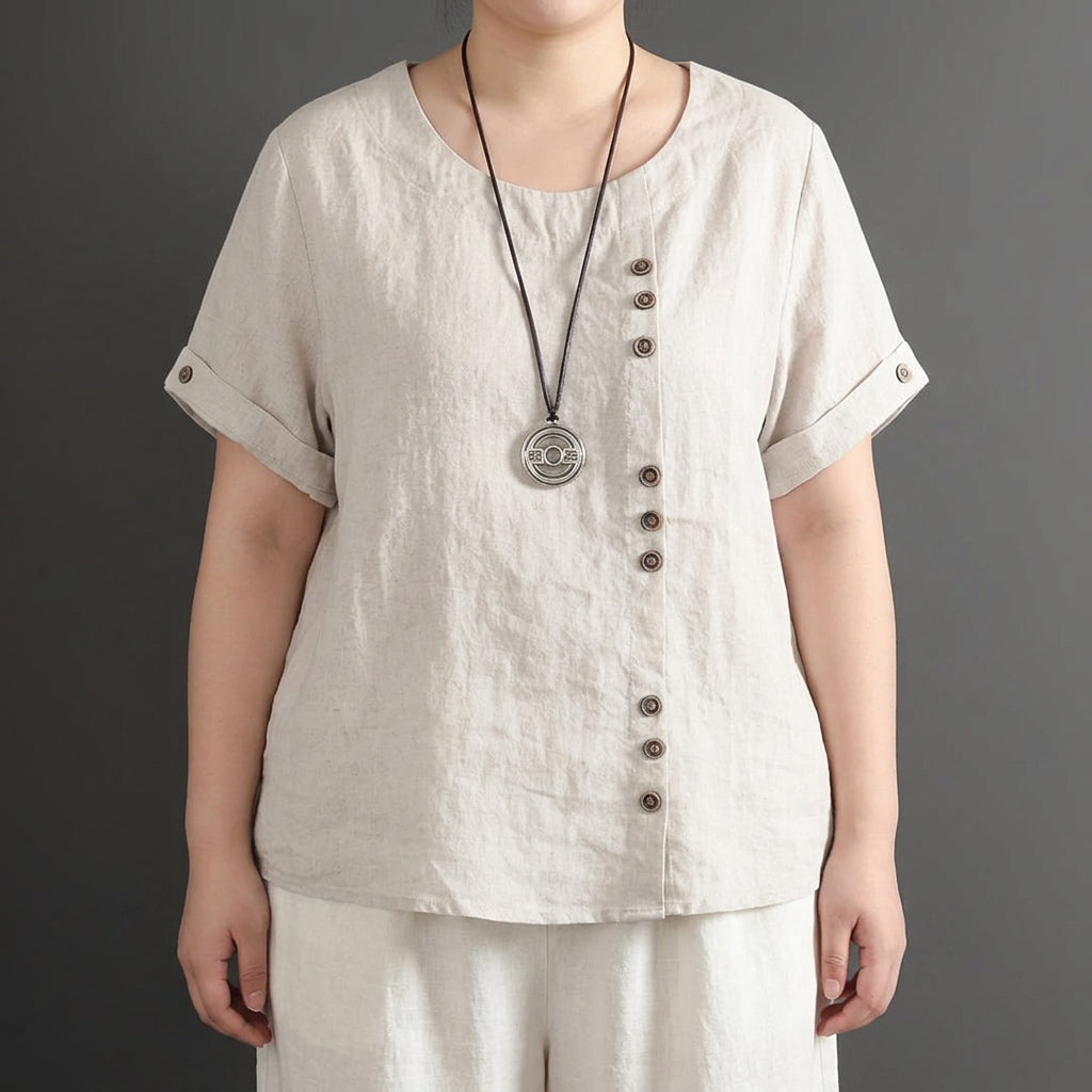 Opaline rundhalsad knapp-up T-shirt