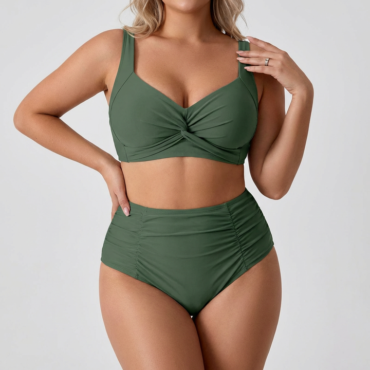 Ingrid | Bandeau Bikini med Samlad Tyg