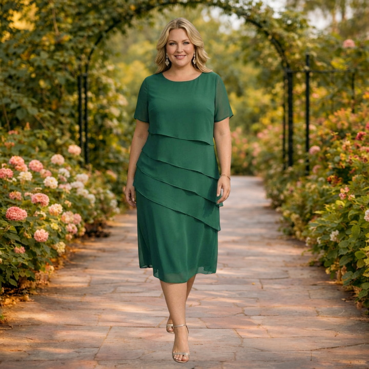 Alma | Lager av Chiffon Midi Klänning