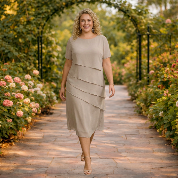 Alma | Lager av Chiffon Midi Klänning
