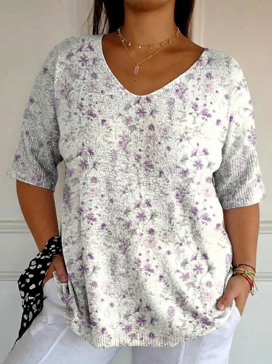 Kvinnors Vintage Blommig Konst Avslappnad Pullover Stickad