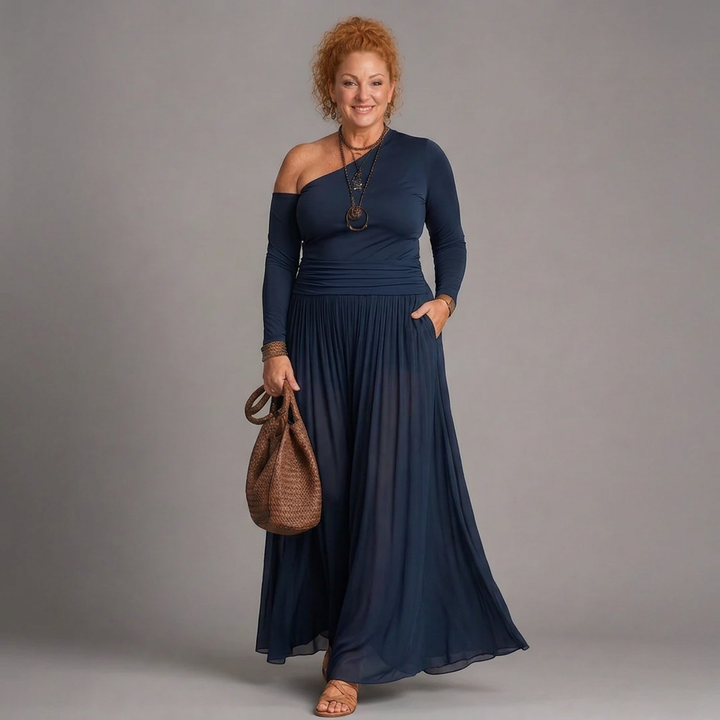 Tova | Enaxlad Fitted Top och Plisserad Maxikjol Set