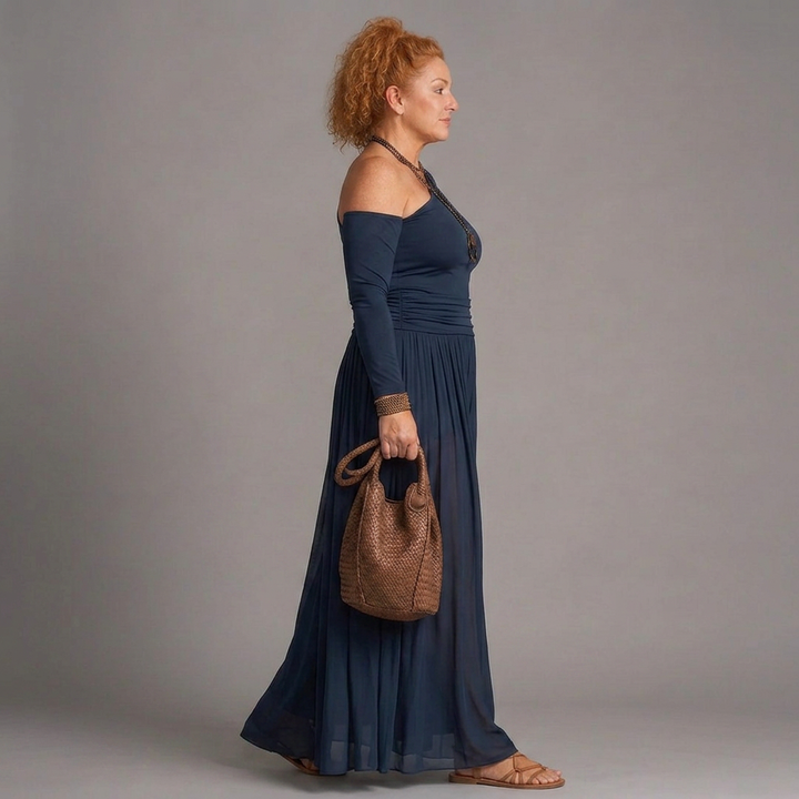 Tova | Enaxlad Fitted Top och Plisserad Maxikjol Set