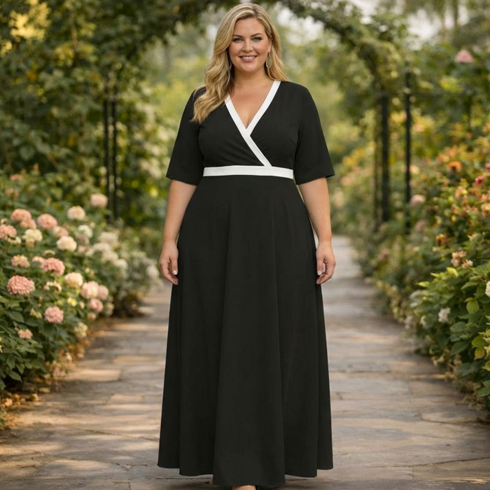 Ondine | Klassisk Kontrast Maxi Klänning