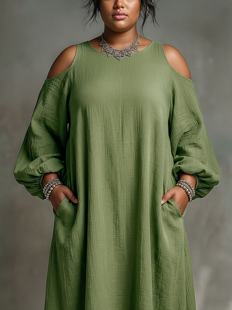 Gwendolyn | Grön Off-Shoulder Puffärmad Maxiklänning