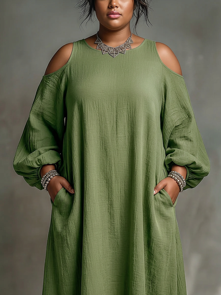 Gwendolyn | Grön Off-Shoulder Puffärmad Maxiklänning