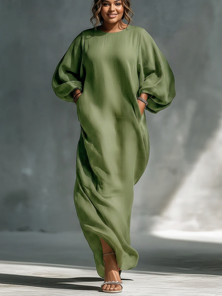 Gwendolyn | Grön Off-Shoulder Puffärmad Maxiklänning
