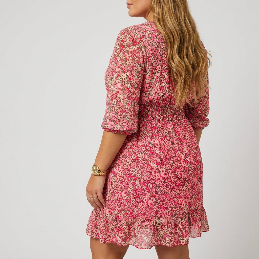 Linnea | Blommig Puffärmad Klänning