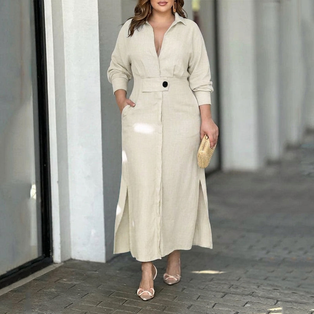 Wren Elegant Knytdress: Chic Pendling Långärmad Stil