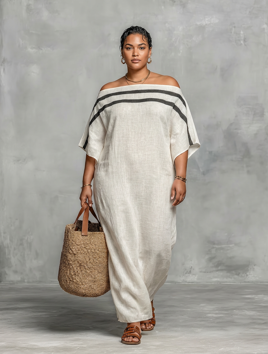 Ffion Maxi Klänning för Kvinnor med Off-the-Shoulder Halsringning och Fladdermusärmar