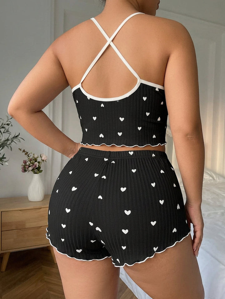 Yara | Hjärttryck Volang Trim Pyjamas Set
