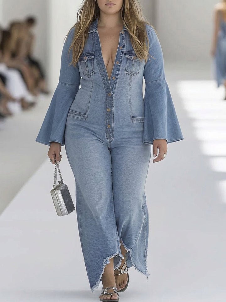 Wren - Långärmad jumpsuit med vida ben
