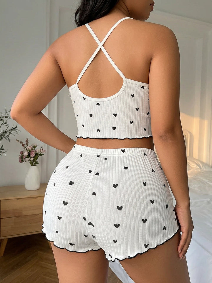 Yara | Hjärttryck Volang Trim Pyjamas Set