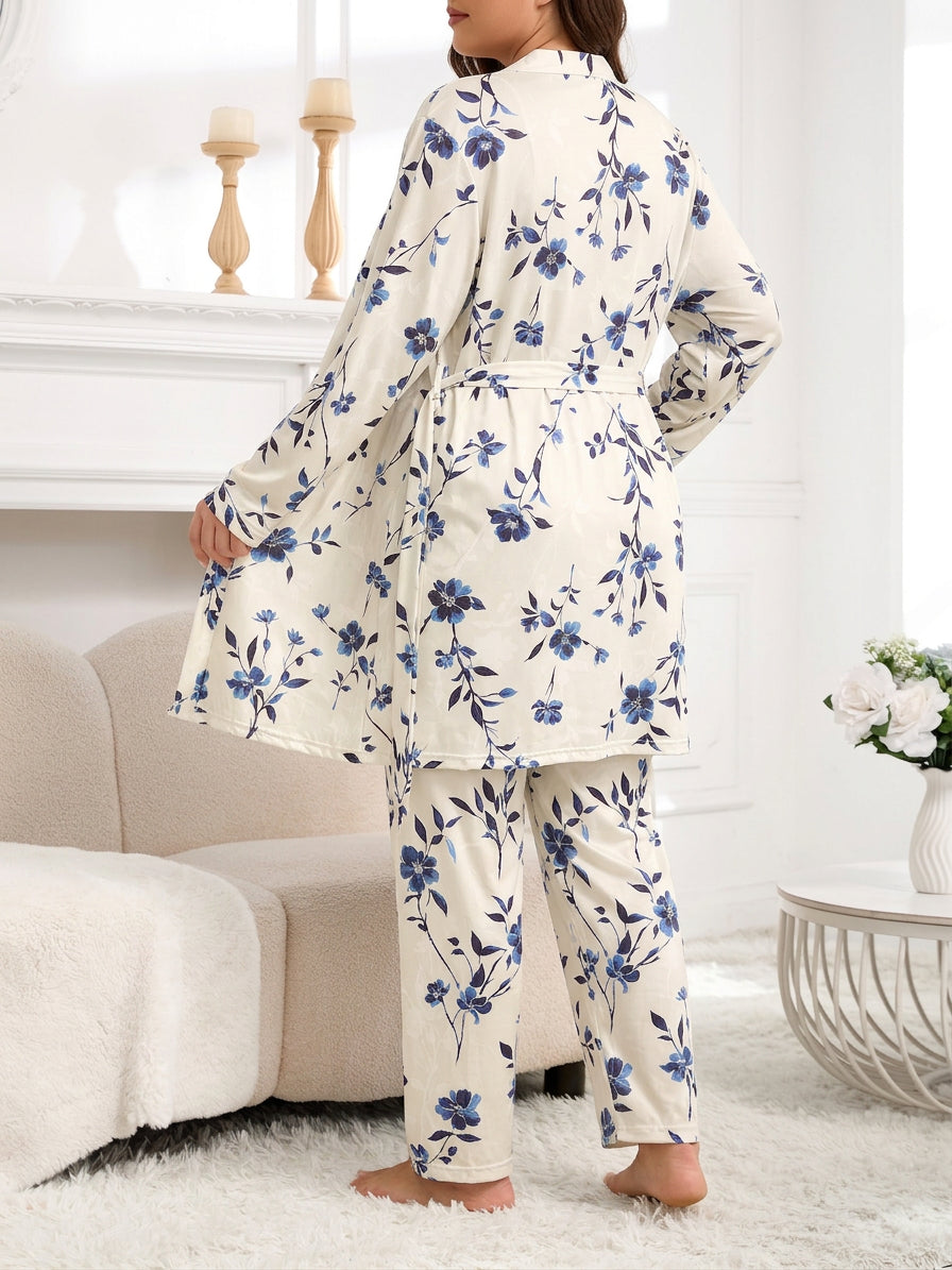 Nadya | Vintage Blommig Pyjamas Set