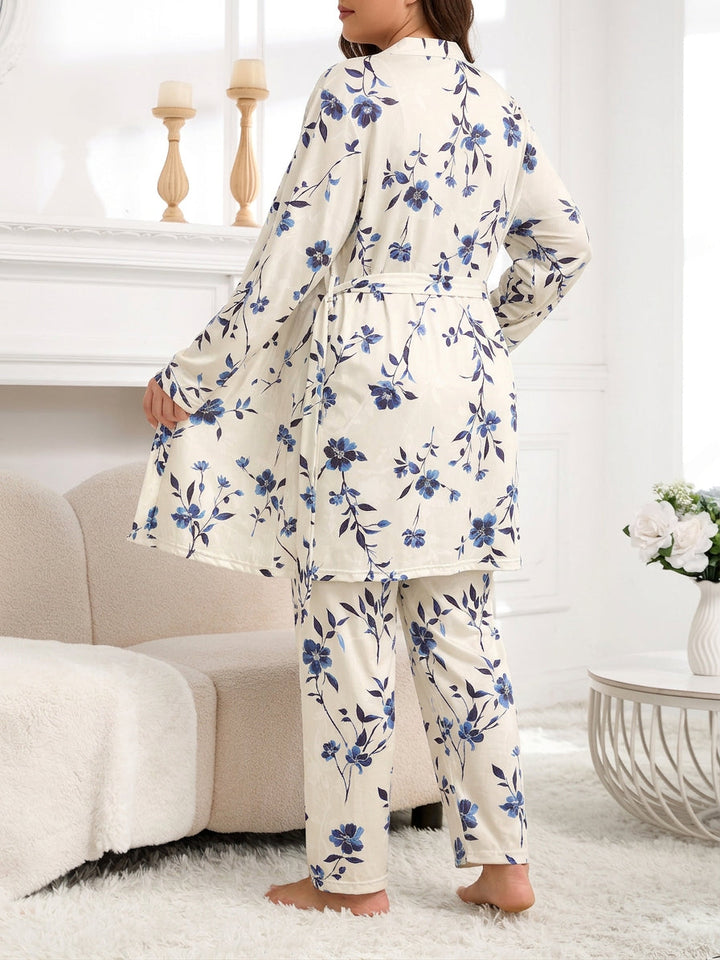 Nadya | Vintage Blommig Pyjamas Set