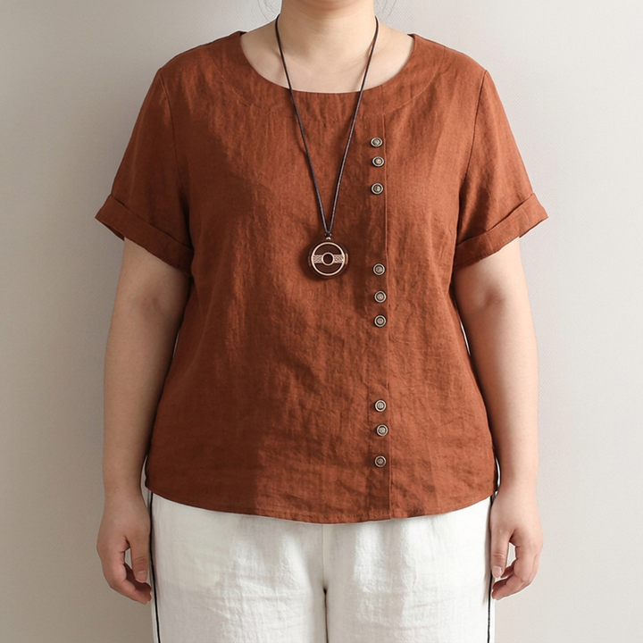 Opaline rundhalsad knapp-up T-shirt