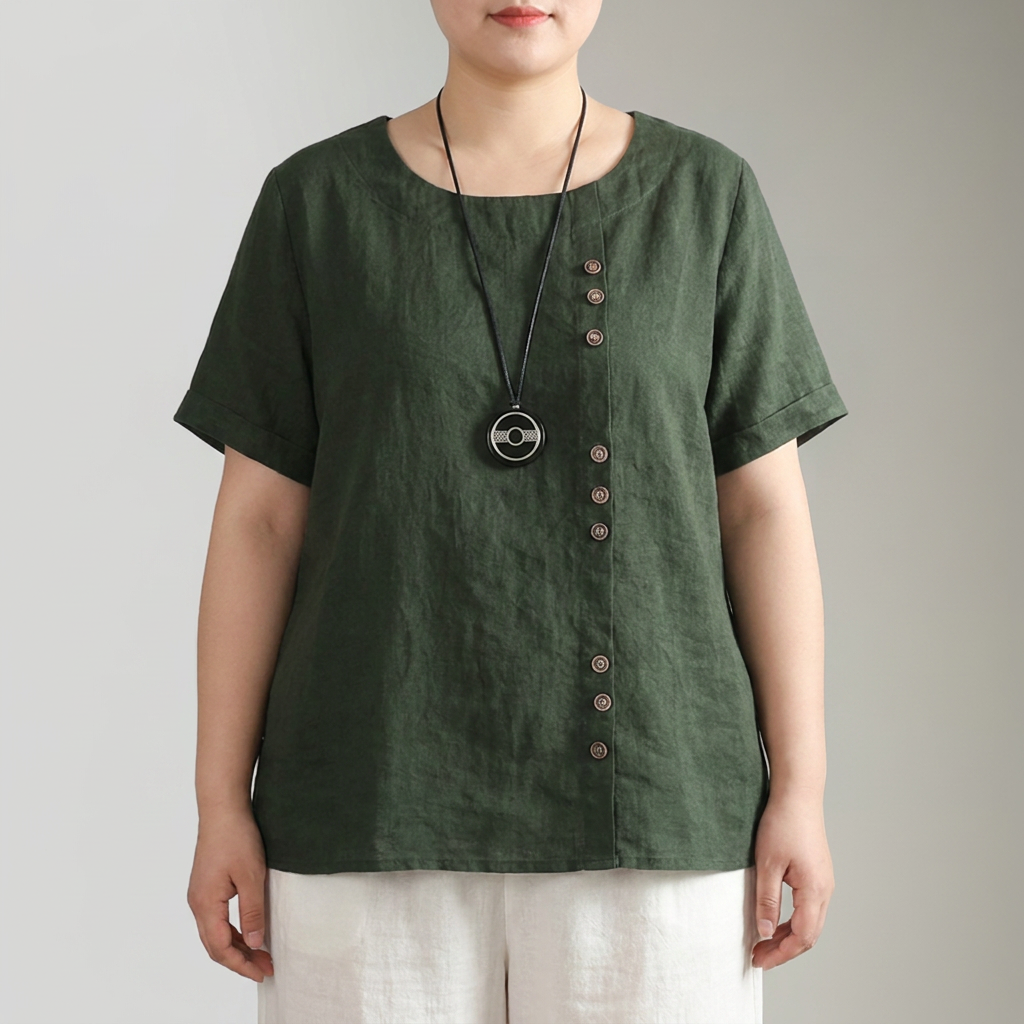 Opaline rundhalsad knapp-up T-shirt