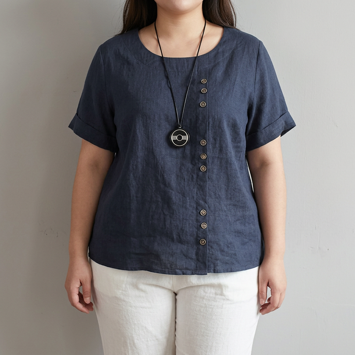 Opaline rundhalsad knapp-up T-shirt