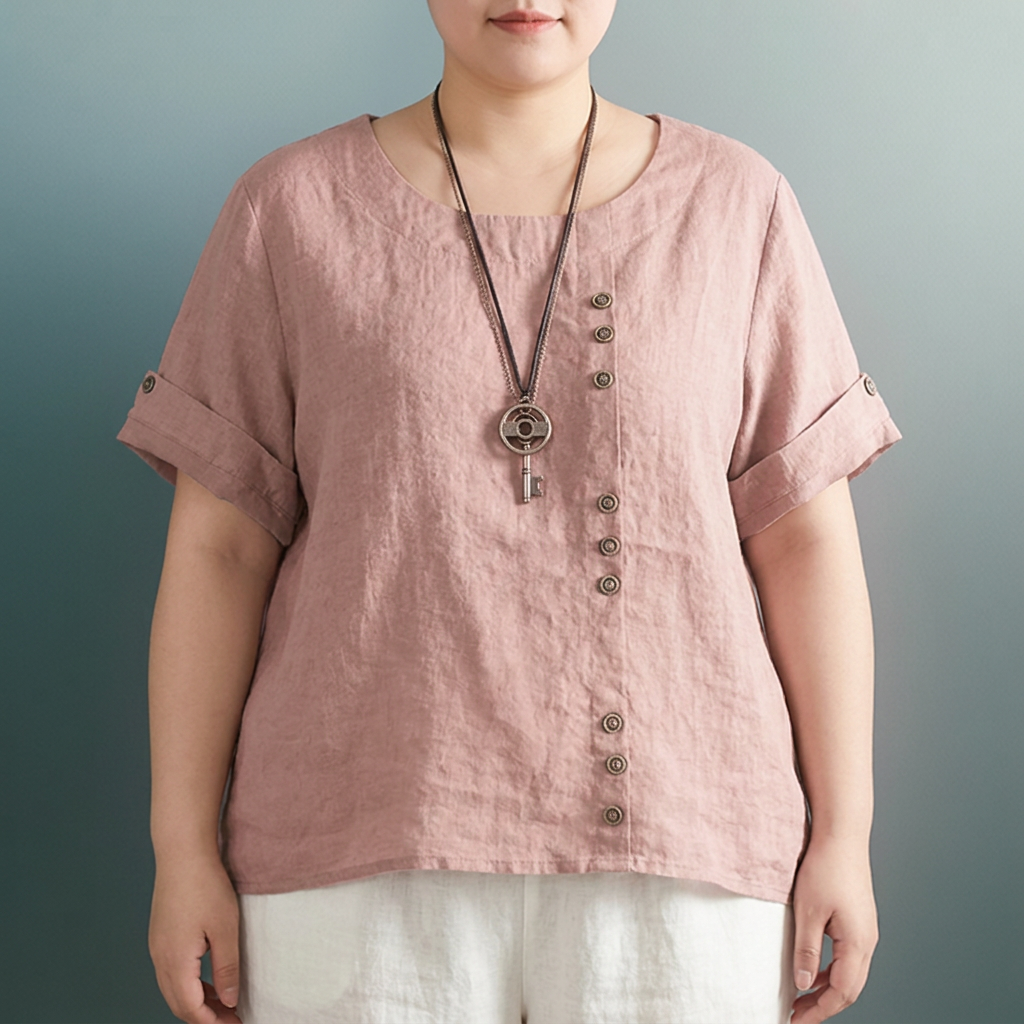 Opaline rundhalsad knapp-up T-shirt