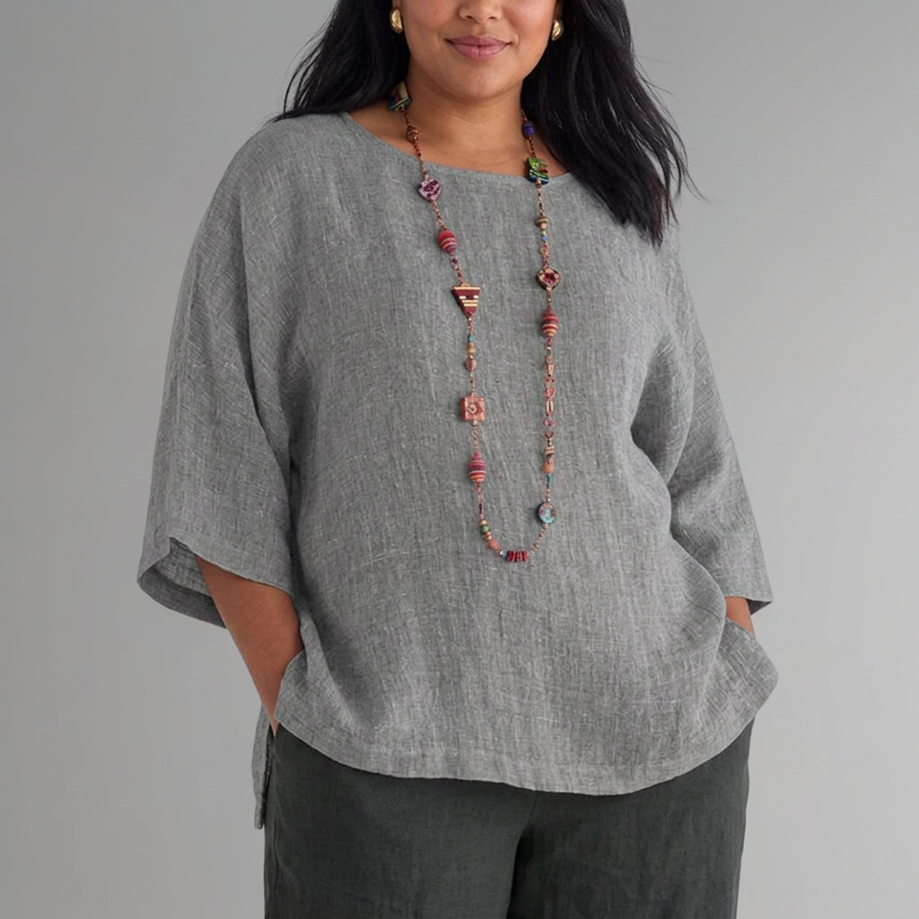 Tova | T-shirt med rund hals och 3/4 ärmar