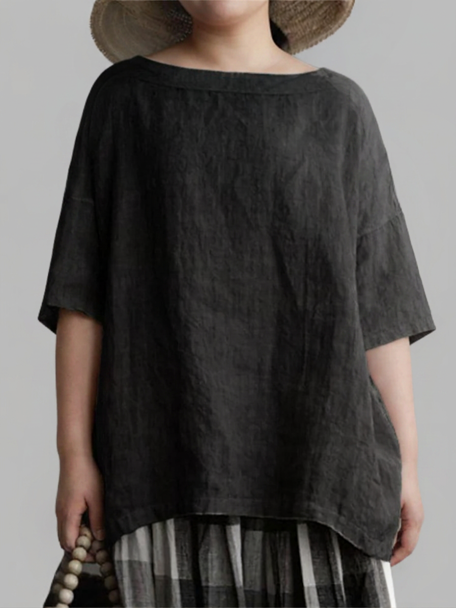 Viktoria┃Överdimensionerad vintage tunika med båtkrage