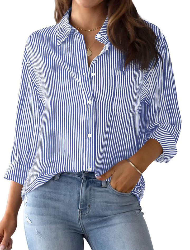 Vintage Randig Blus