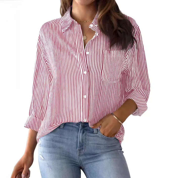 Vintage Randig Blus