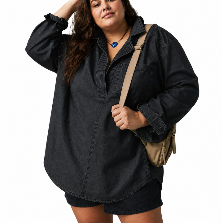 Emilia | Chic V-ringad Denim Tunika Top