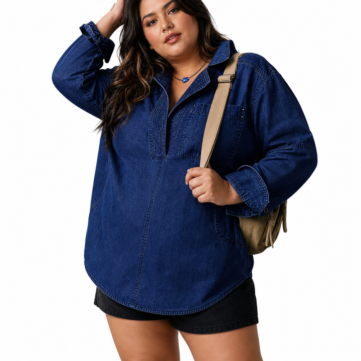Emilia | Chic V-ringad Denim Tunika Top