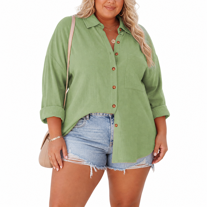 MADELYN | Avslappnad Knappad Blus med Långa Ärmar