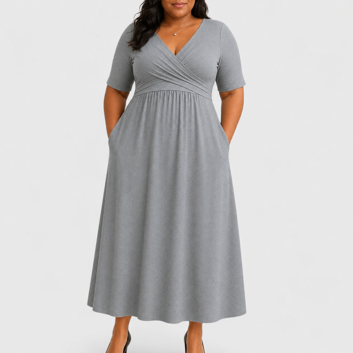 Eleanor | Elegant Midi Klänning med Fickor