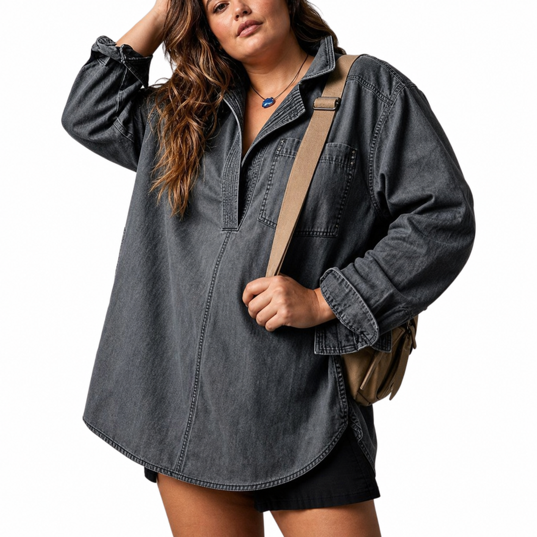 Emilia | Chic V-ringad Denim Tunika Top