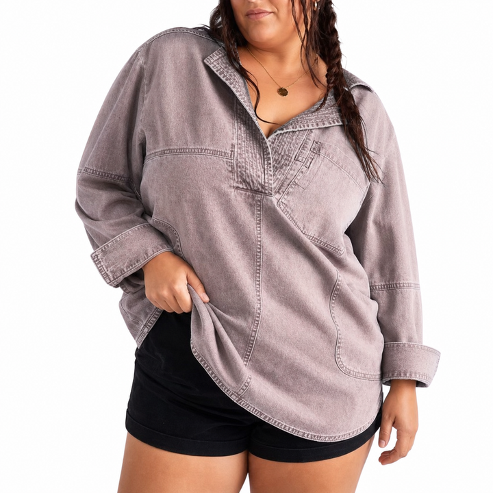 Emilia | Chic V-ringad Denim Tunika Top