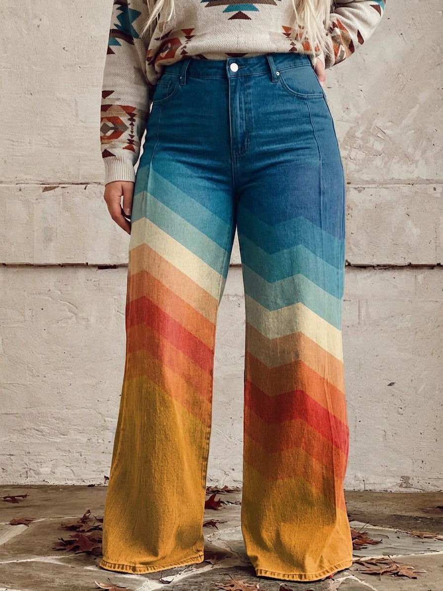 Solene - Elegant Retro Zigzag Byxor