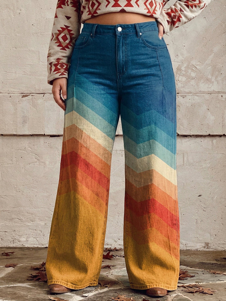 Solene - Elegant Retro Zigzag Byxor