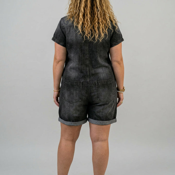 Katya | Vintage Kort Bomulls Denim-Look Byxor