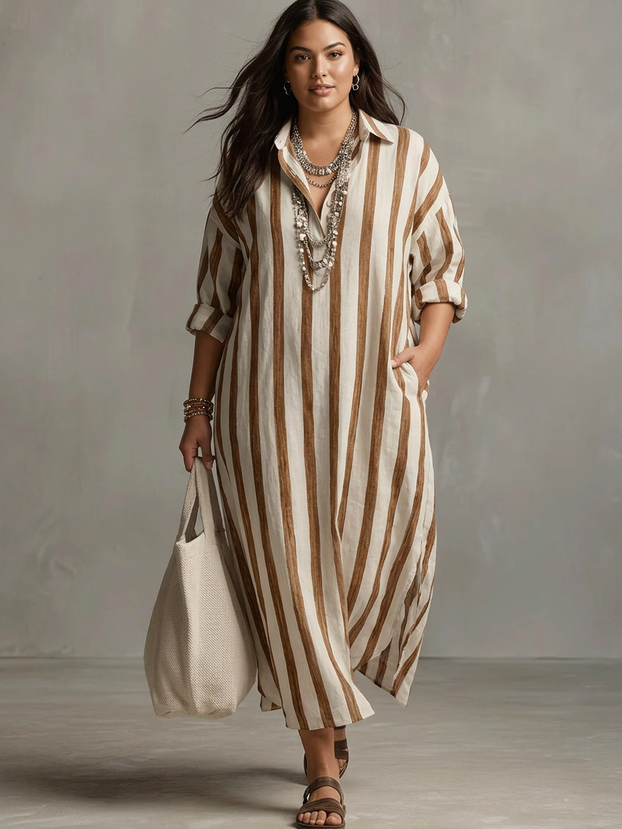 Odette | Randig Oversized Maxi Klänning