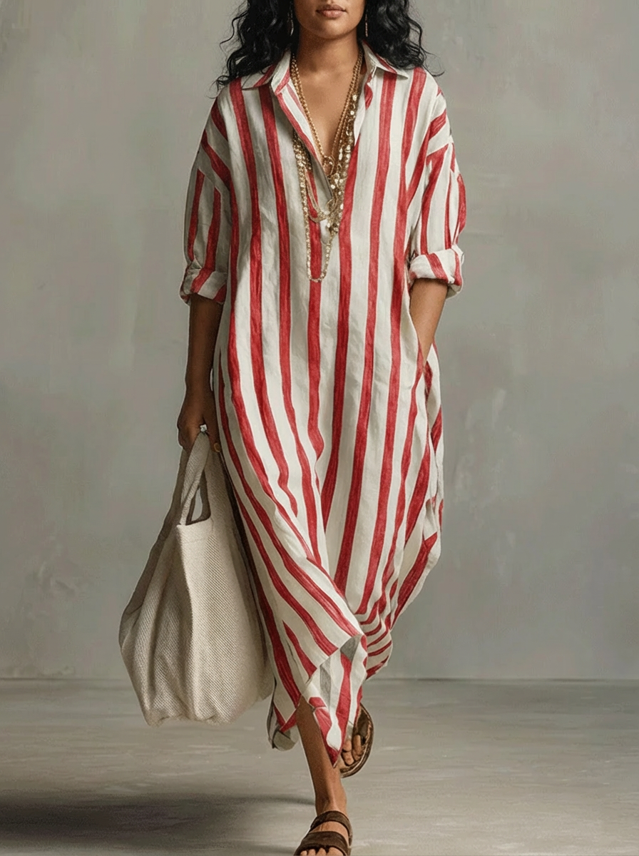 Odette | Randig Oversized Maxi Klänning